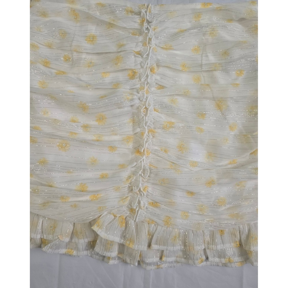 Forever 21 Floral Mini Skirt Lot of 2 Ruched Ruffle White Yellow Blue Large NWT - Picture 10 of 16
